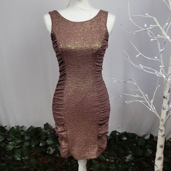 ADRIANNA PAPEELL Blush Gold Bodycon Dress [SIZE SMALL]‎ - Picture 1 of 4